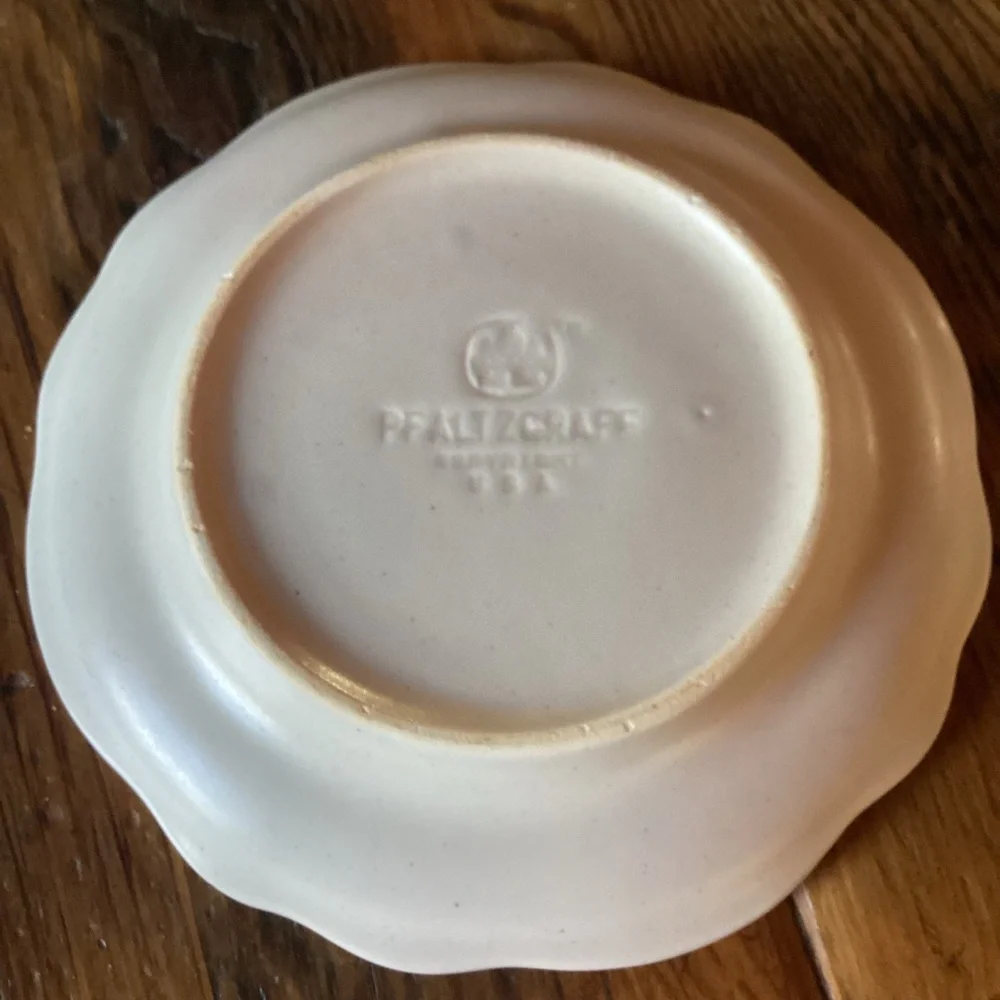 Pfaltzgraff Remembrance Stoneware Saucers - set of 6 - ivory with gray band